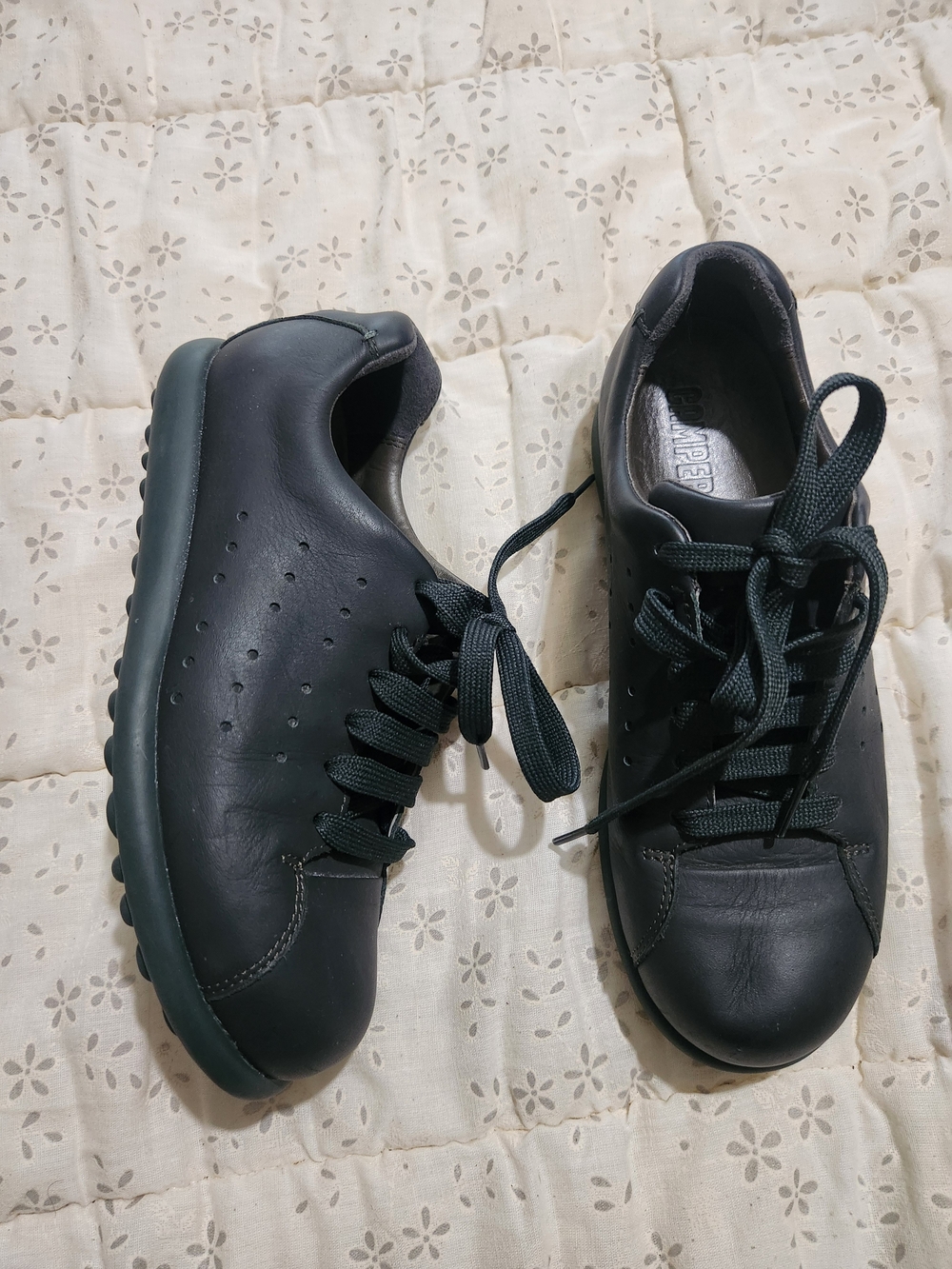 Camper Pelotas Ariel Dark Green Leather Lace-Up Sneakers